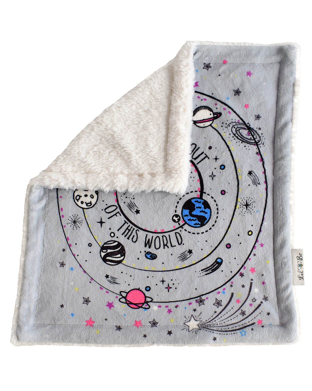 Galaxy Plush Security Baby Blankie Back View of Sherpa