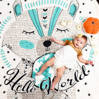 Hello World Bear Organic Swaddle Blanket with Baby