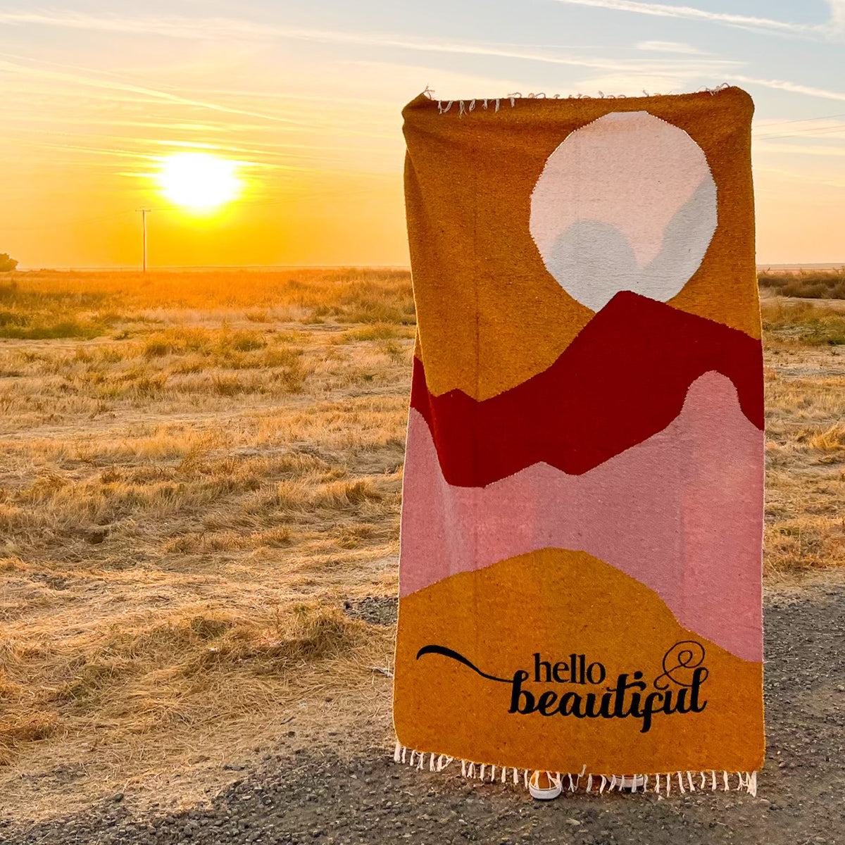 "Hello Beautiful" - Warm Throw - Mexican Blanket