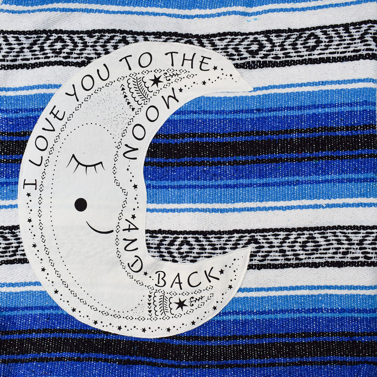 "I Love You to the Moon" - Blue Throw - Falza Mexican Blanket