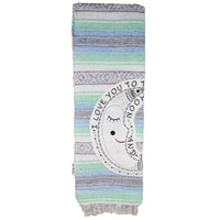 Falza Mexican Blanket "I Love You to the Moon" - Mint/Blue Throw