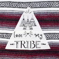 "Love My Tribe" - Burgundy Throw - Falza Mexican Blanket
