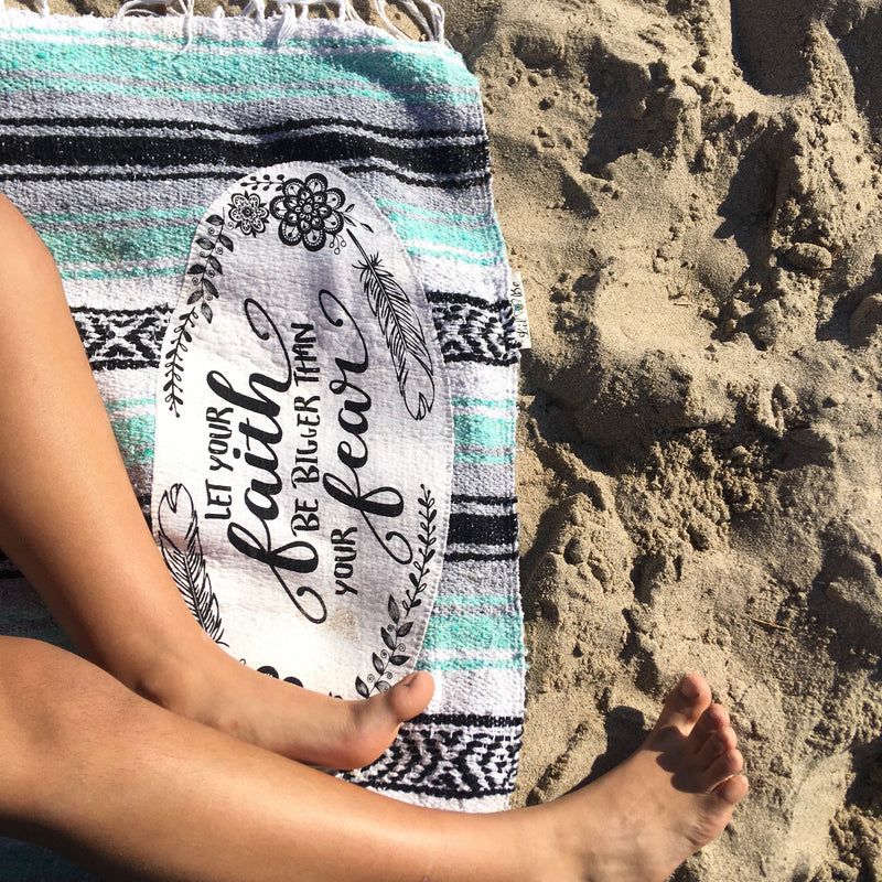 Beach day on Faith patch mint color mexican blanket 