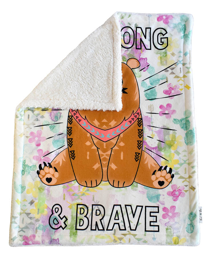Back View of Be Strong Baby Plush Blanket 