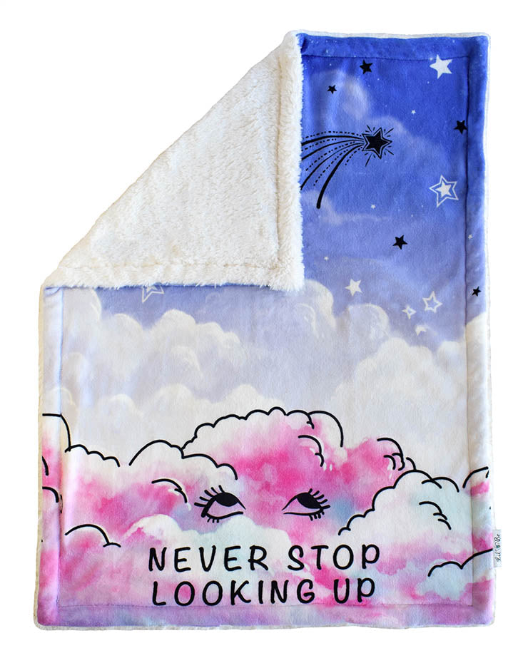 Never Stop Looking Up Plush Baby Blanket Back View With Sherpa