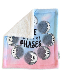 Moon Phases Plush Security Blanket Back View of Sherpa