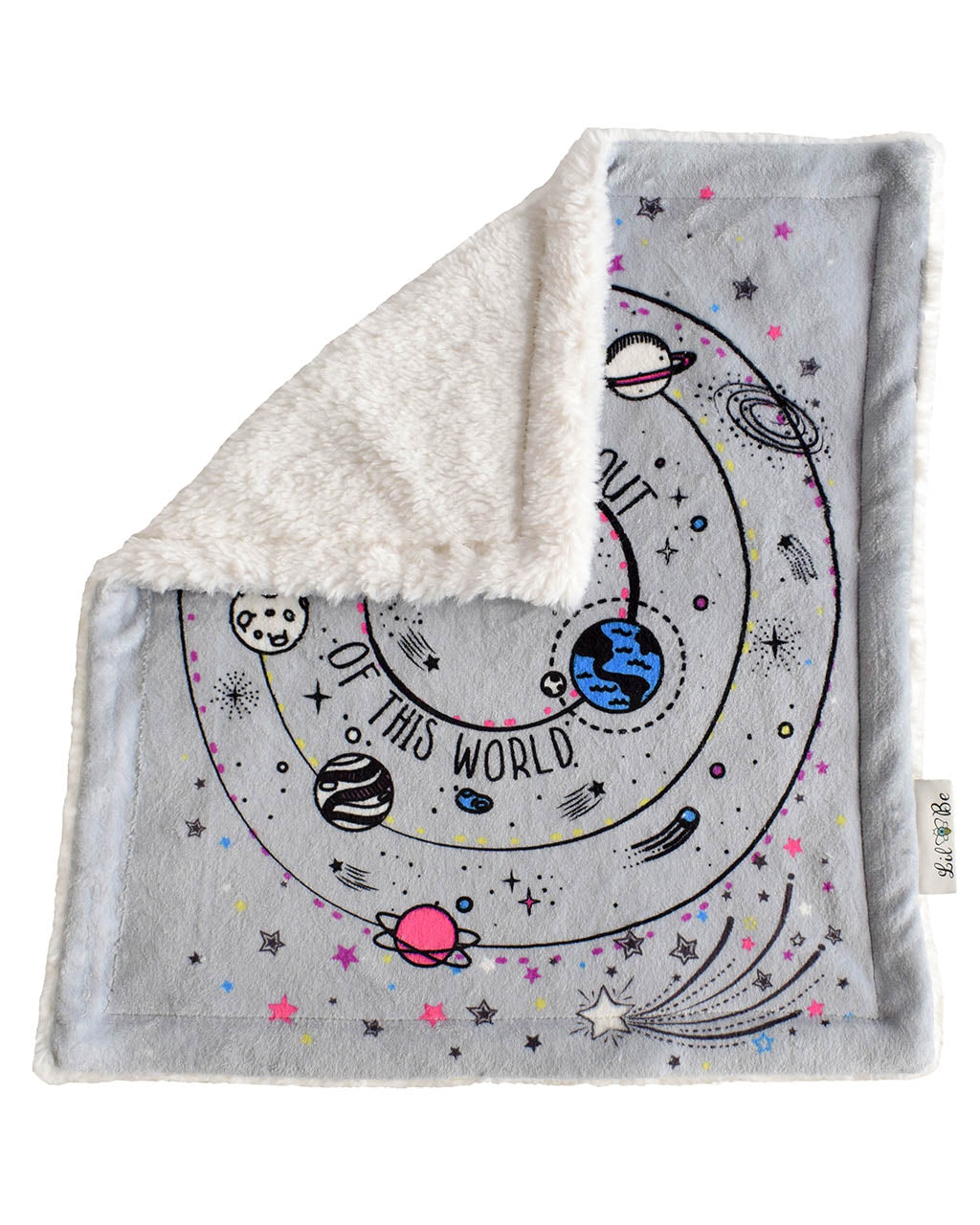 Galaxy Plush Security Baby Blankie Back View of Sherpa 