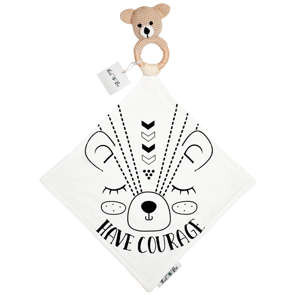Bear Teether Rattle with Bear Have Courage Graphics Mini Blanket