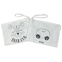 Back view of Natural Zipper Pouch with Tail and Paw Graphic