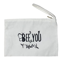 Natural Zipper Pouch with Bee You(tiful) graphic