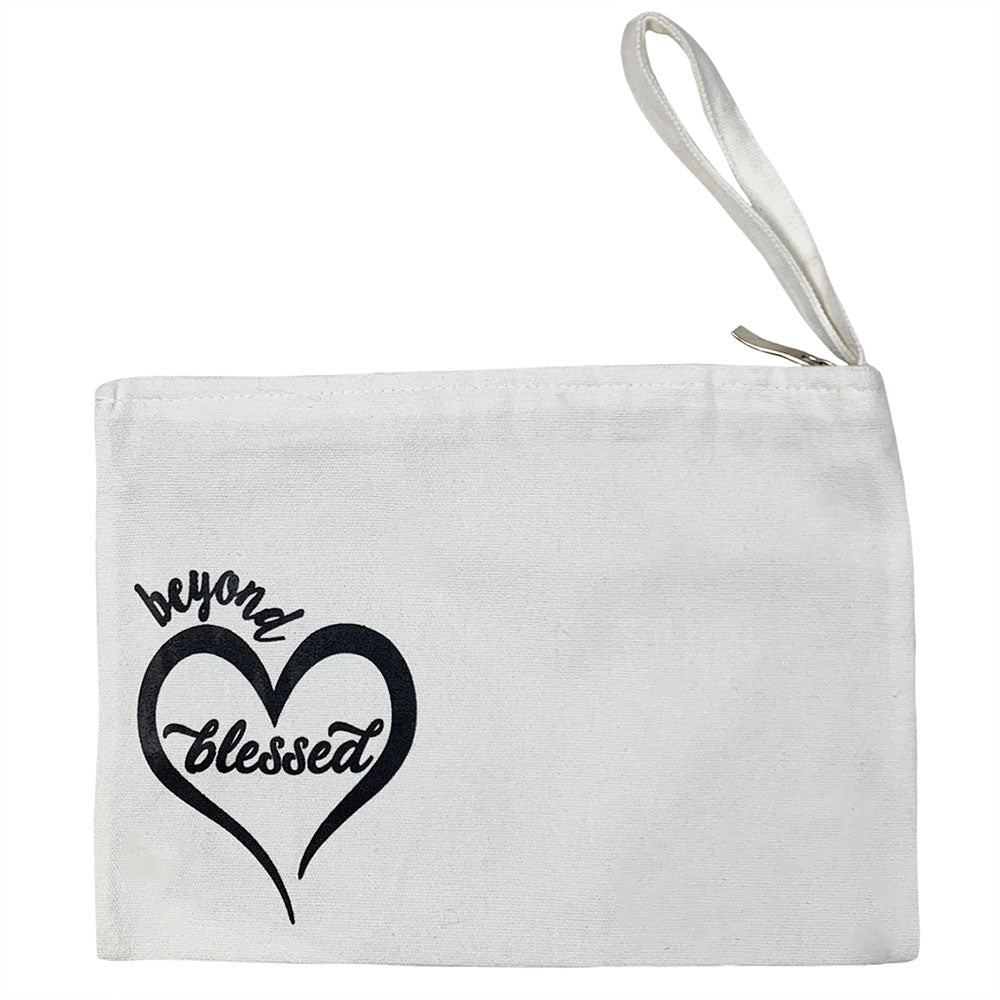 Natural Zipper Pouch with Beyond Blessed Graphic