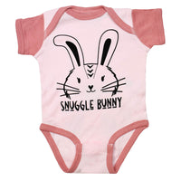 Bunny Onesie with Snuggle Bunny Graphic in Pink Rose Color