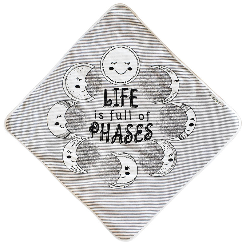 Moon Hooded Towel with Life is Full of Phases Graphic