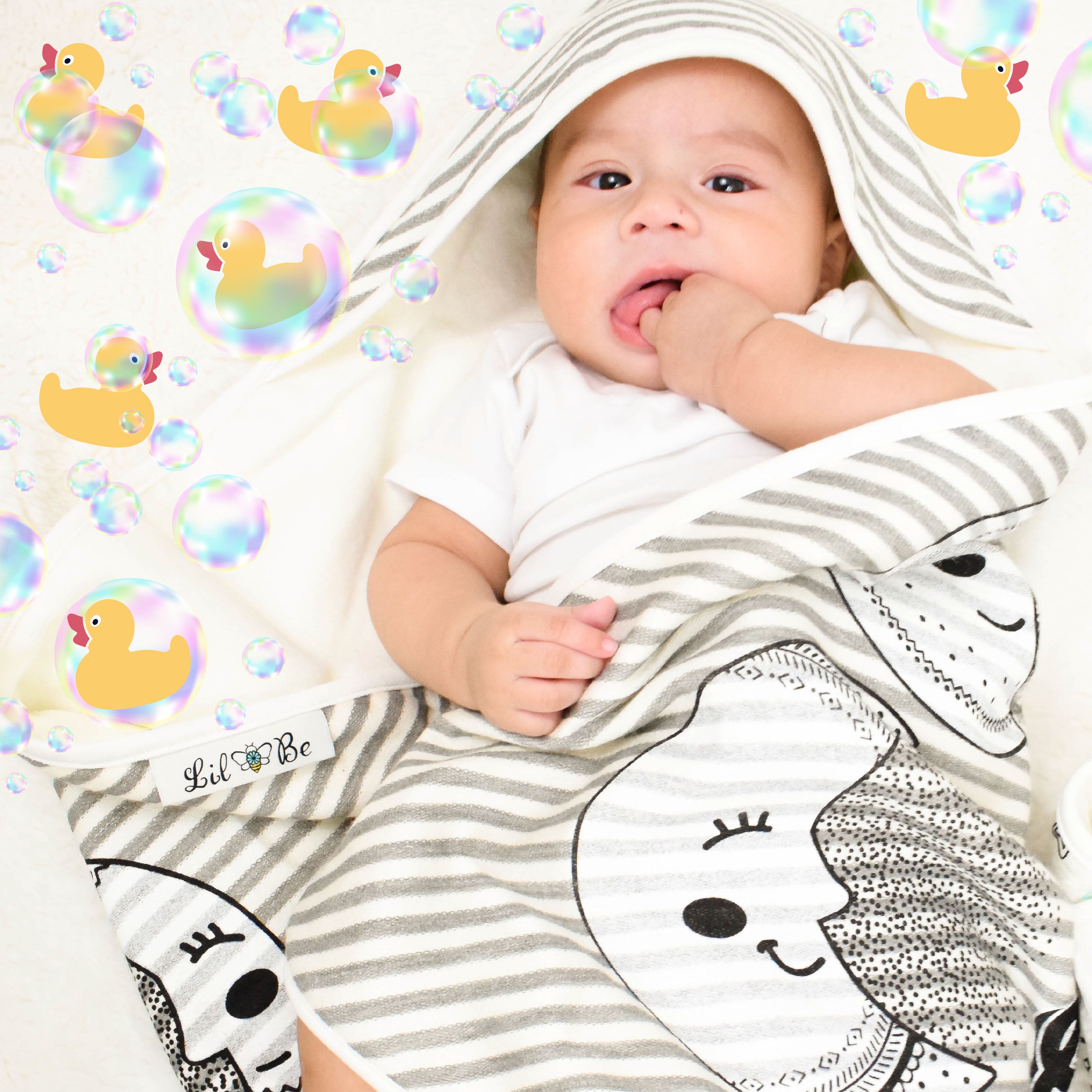 Baby Wrapped in Moon Phases Hooded Towel 