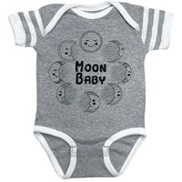 Moon Baby Onesie in Grey Heather and White Stripe Color