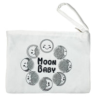 Natural Zipper Pouch with Moon Baby Graphic