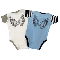 Back view with Wings graphic on Real Hoot Baby Bodysuit