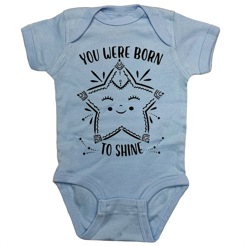 You were born to shine baby bodysuit in light blue