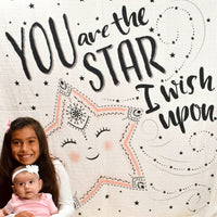 Baby and Sister with Organic Swaddle You are the Star I Wish Upon