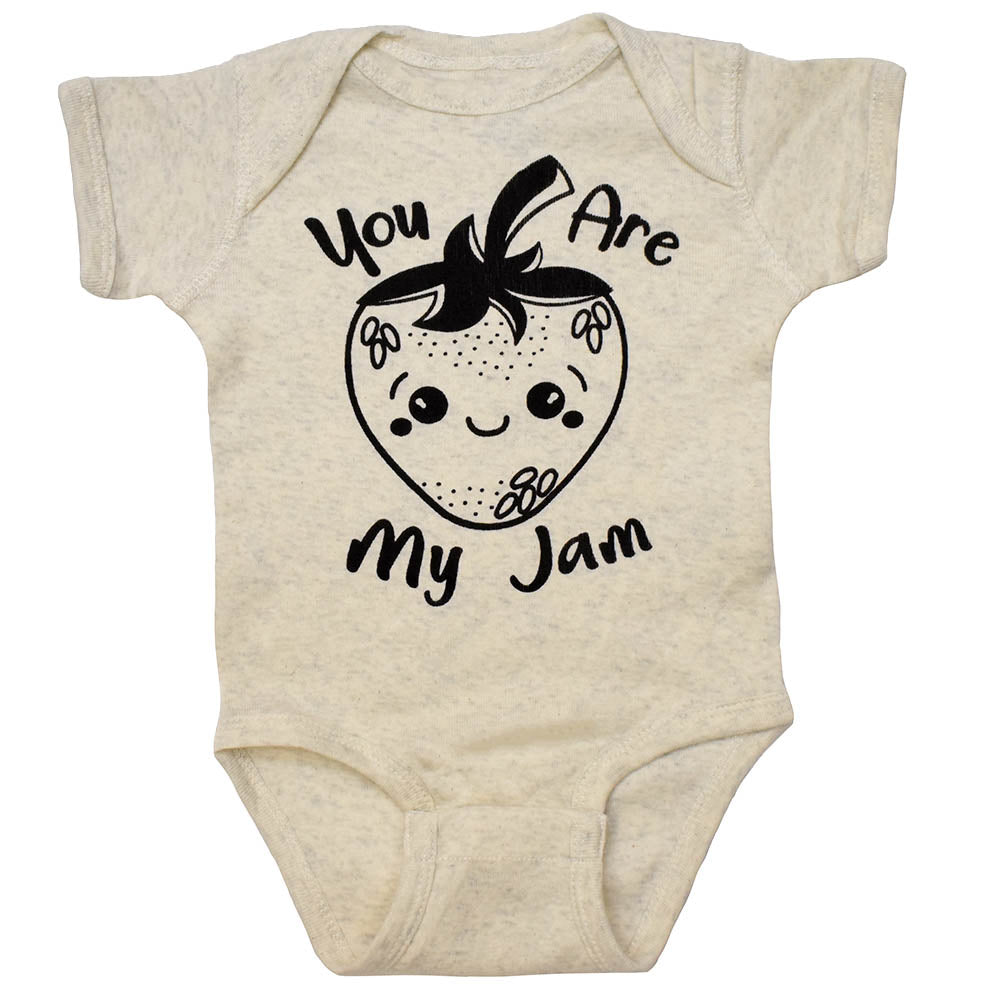 Strawberry Onesie in Natural Color With You Are My Jam Graphic