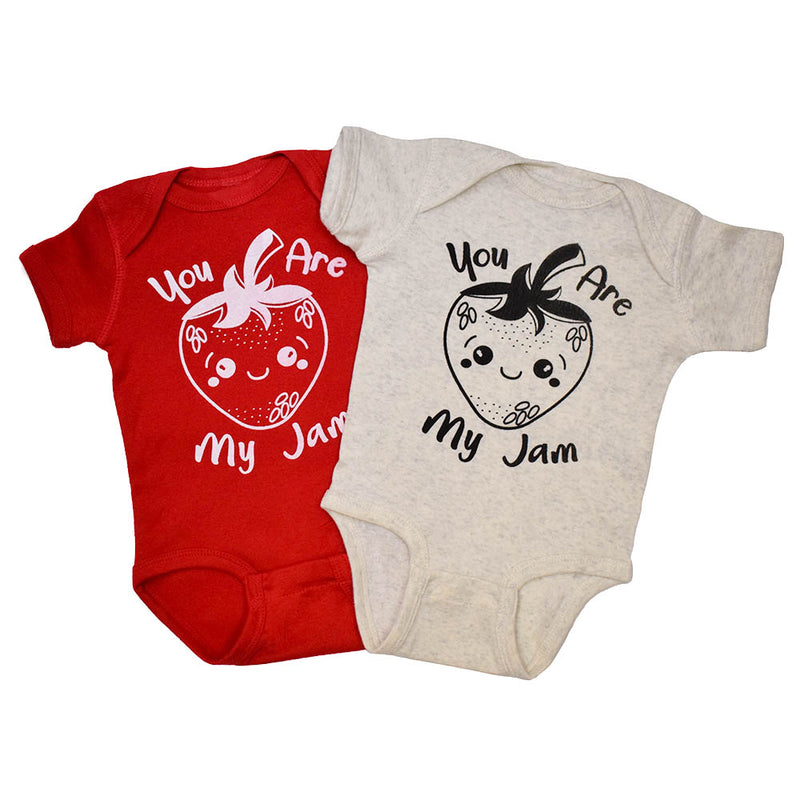 Strawberry Onesie with You Are My Jam Graphic
