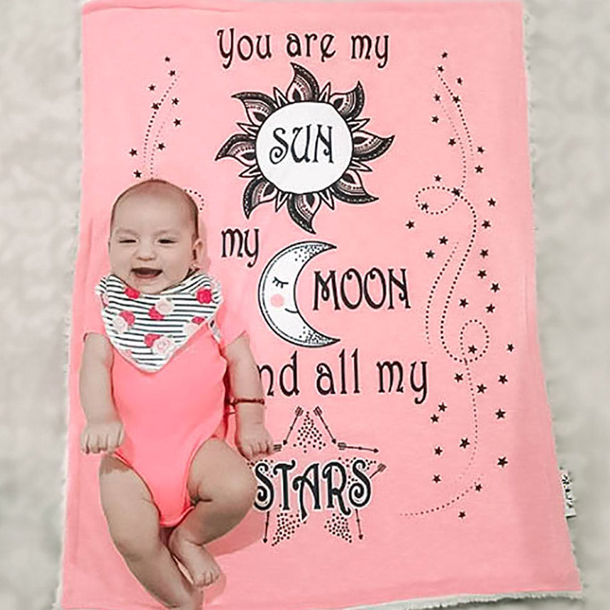 Baby Girl on Sun Moon Stars Cozy Baby Blanket