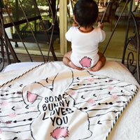 Baby Girl with Back View of Bunny Hooded Towel